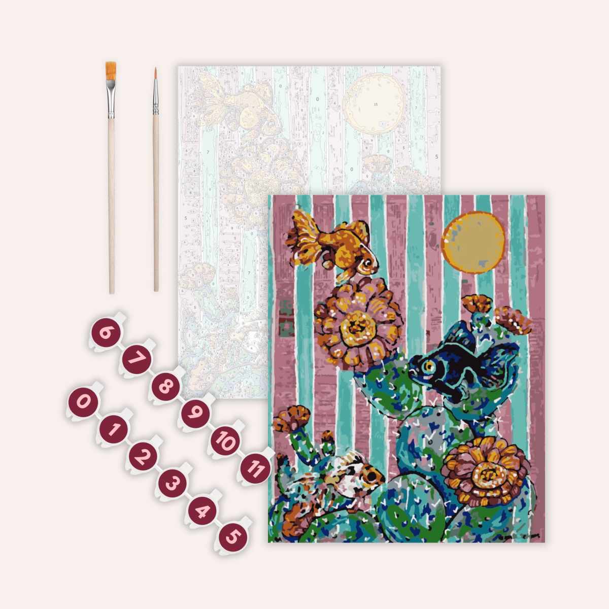 Cactus Goldfish - Paint by Numbers Kit