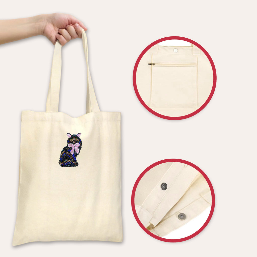 Black Cat With Bow Beaded Art Kit